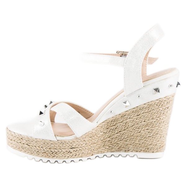 Bello Star Espadrilles compensées avec strass blanche 2 Bello Star Espadrilles compensées avec strass blanche 2