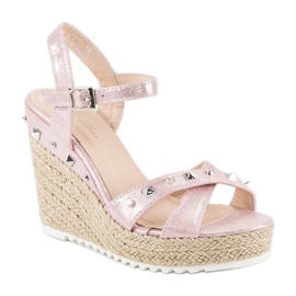 Bello Star Espadrilles compensées avec strass rose 1