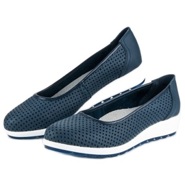 Ballerines vinceza en cuir bleu 1