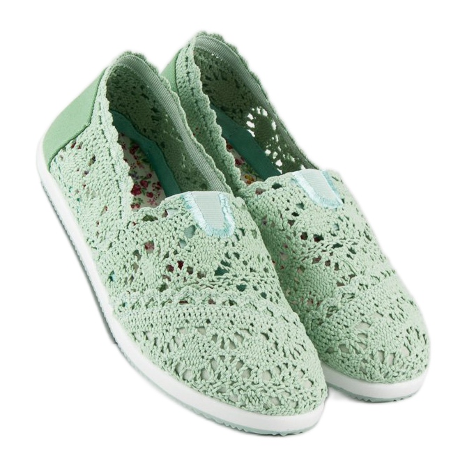Marquiz Baskets en dentelle menthe vert 2