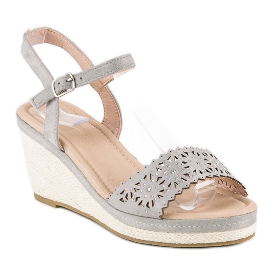 Ideal Shoes Espadrilles grises sur le coin 2