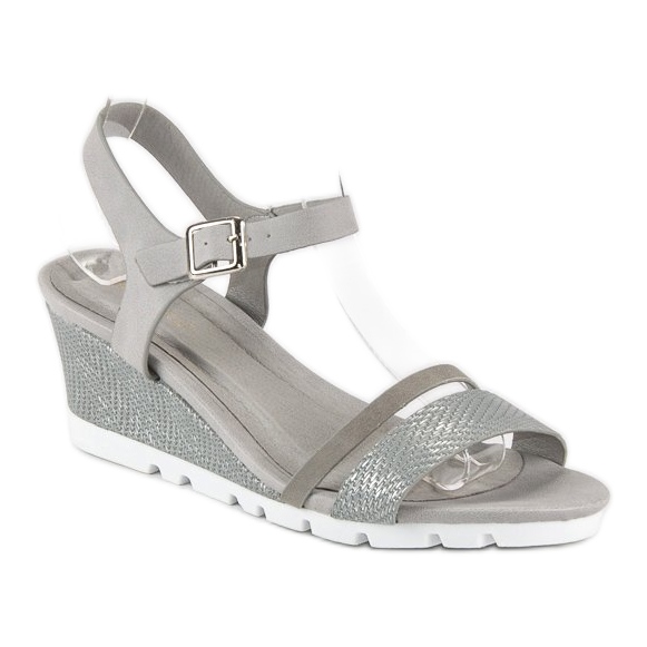 Ideal Shoes Sandales compensées grises 2