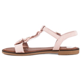 L. Lux. Shoes Sandales plates en daim rose 1