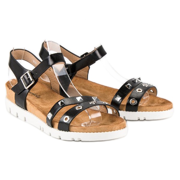 Forever Folie Sandales noires à strass 2