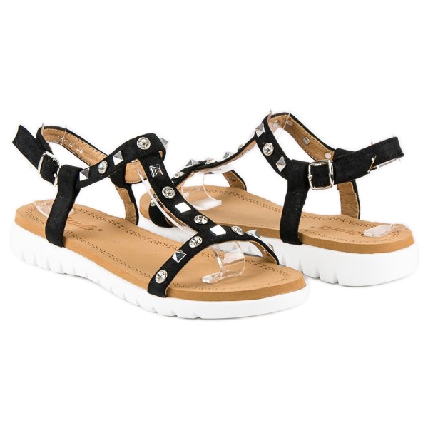 Bestelle Sandales plates confortables le noir 1