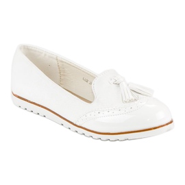 Super Me Mocassins Blancs À Franges blanche 1