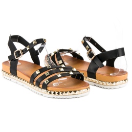 Anesia Paris Sandales plates Rock noir 1