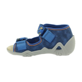 Sandales Befado 250p empiècement cuir bleu orange 2