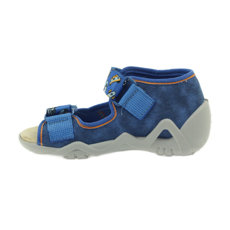 Sandales Befado 250p empiècement cuir bleu orange 2