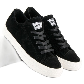 Andy Z Baskets à lacets en daim le noir 2