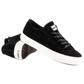 Andy Z Baskets à lacets en daim le noir 1