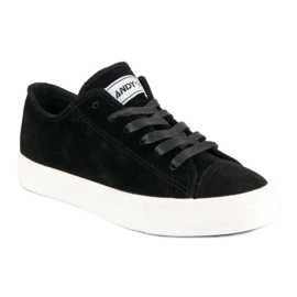 Andy Z Baskets à lacets en daim le noir 3