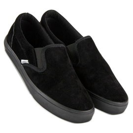 Andy Z Slipons en daim noir le noir 1