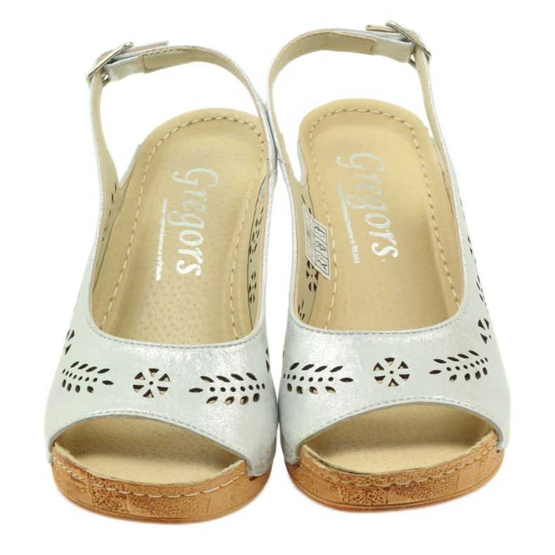 Gregors Sandales en cuir métallique pour femmes pour cales en argent 709 4