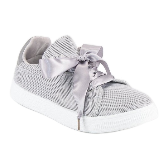 Baskets à lacets en textile gris 1