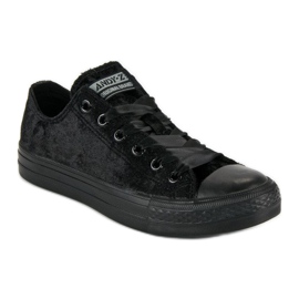 Andy Z Baskets en velours noires le noir 1