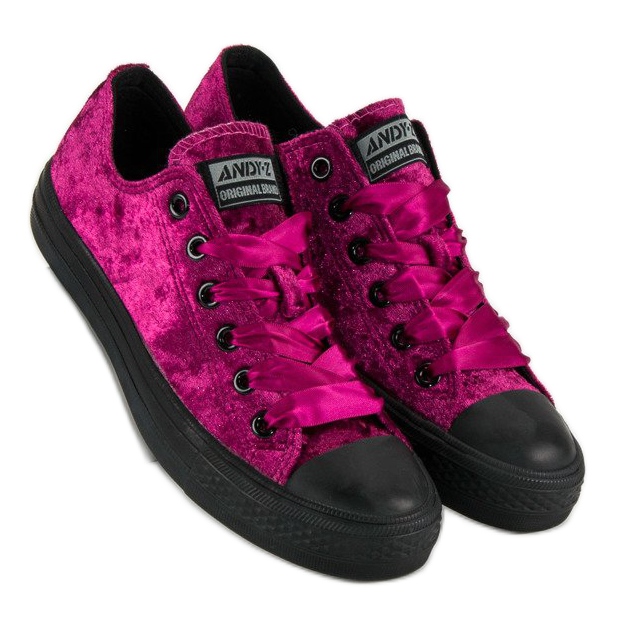 Andy Z Baskets velours fuchsia rose 1