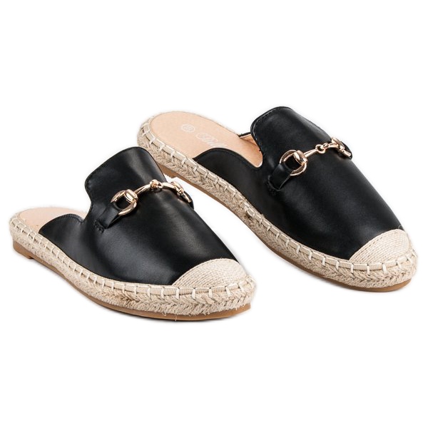 Tongs espadrilles noires 1