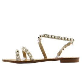 Sandales asymétriques avec 1248 perles blanche 2