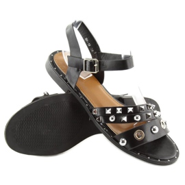 Sandales noires sur semelle plate 99-19 1