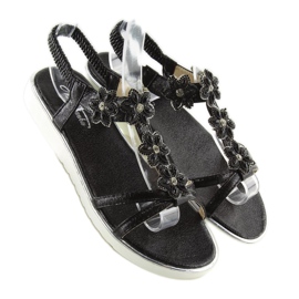 Sandales confortables à fleurs noir 127-58 Noir le noir 1