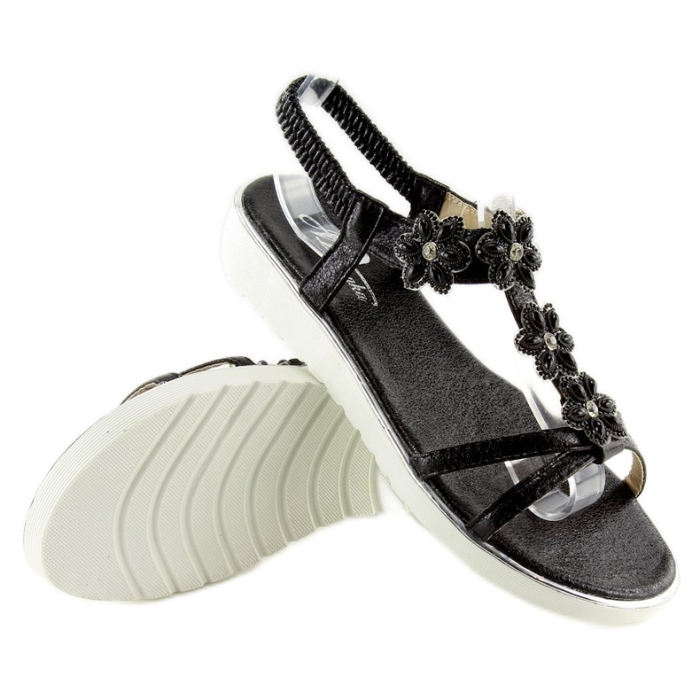 Sandales confortables à fleurs noir 127-58 Noir le noir 2