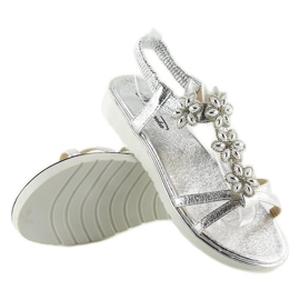 Sandales confortables à fleurs, argent 127-58 Argent gris 2