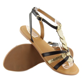 Sandales pour femmes or brillant noir 758 noir 1