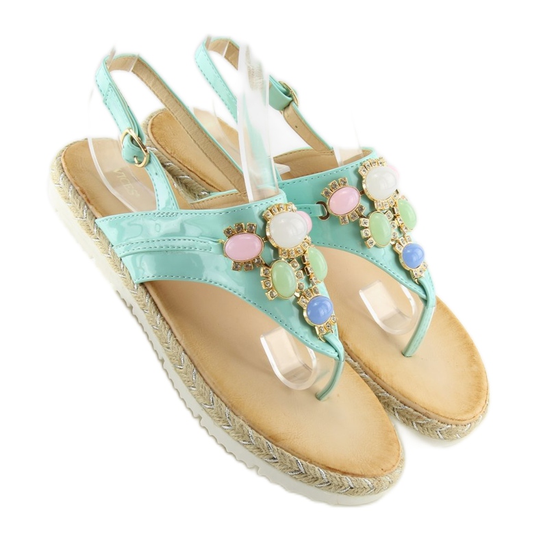 Sandales avec pierres de menthe 3072 menthe bleu 2