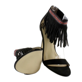 Sandales motif ethnique à franges GD-16-5247 Noir le noir 1
