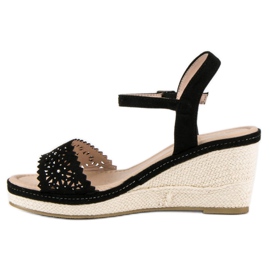 Ideal Shoes Espadrilles noires à semelles compensées le noir 1