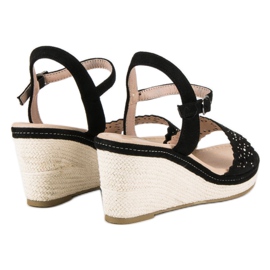 Ideal Shoes Espadrilles noires à semelles compensées le noir 2