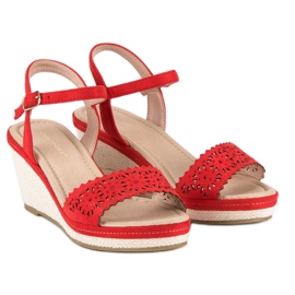 Ideal Shoes Espadrilles Rouges Sur Le Compensé 1 Ideal Shoes Espadrilles Rouges Sur Le Compensé 1