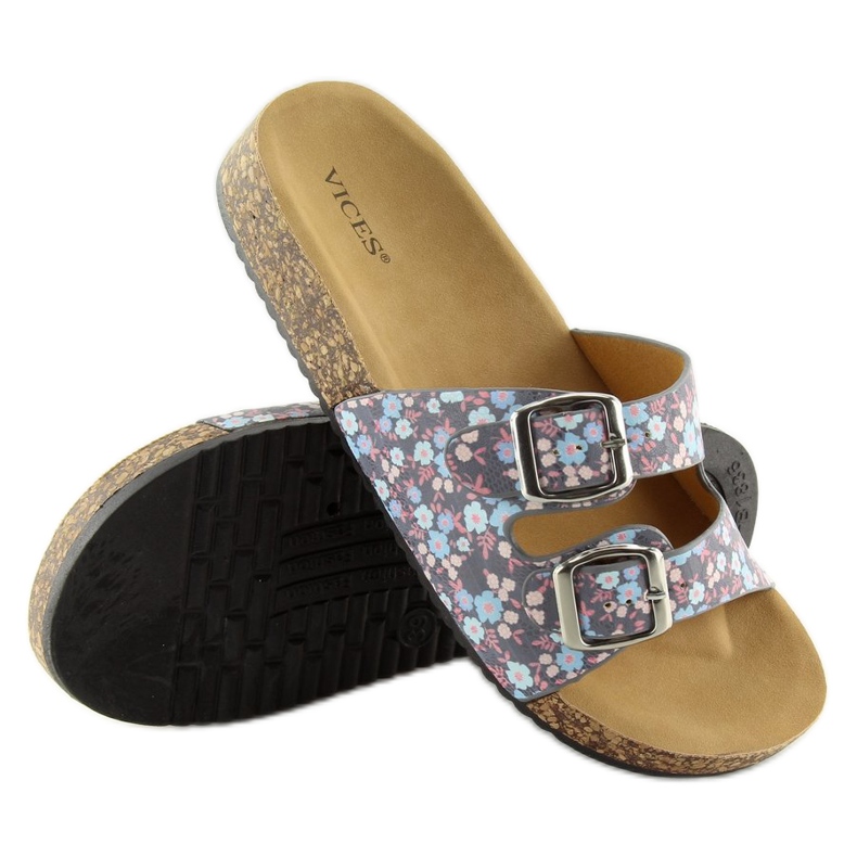 Chaussons semelle liège gris 6231 bleu 1