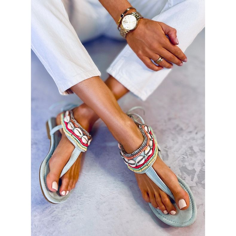 BM Sandales à perles bleues 8241 L.BLUE 2