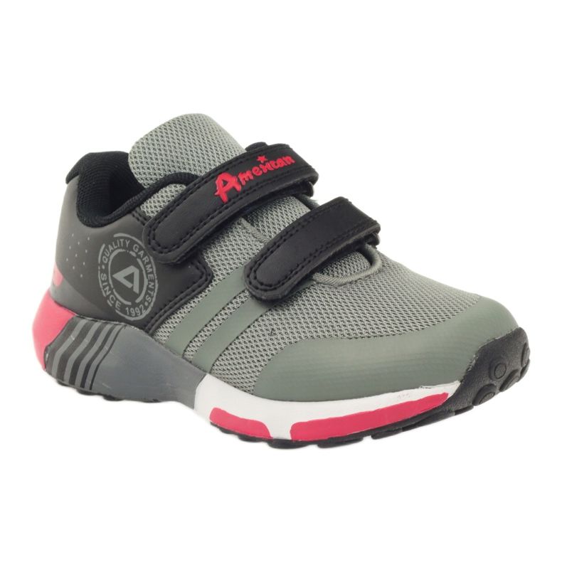 American Club Chaussures de sport américaines ADI pour enfants 16687 gris le noir rouge 1