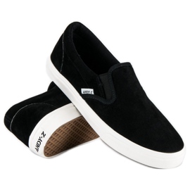 Andy Z Slipons en daim noir le noir 2