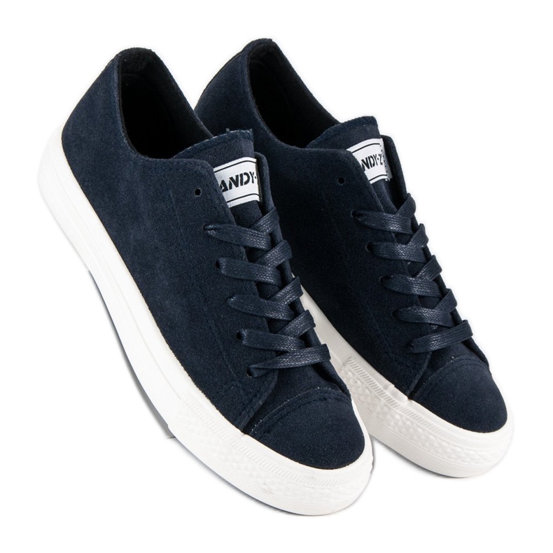 Andy Z Baskets à lacets en daim bleu 1