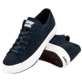 Andy Z Baskets à lacets en daim bleu 2