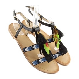 Sandales noires style Boho LQ-2662 noir 1