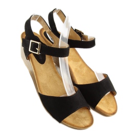 Sandales noires à petit talon compensé LS-89015 le noir 2