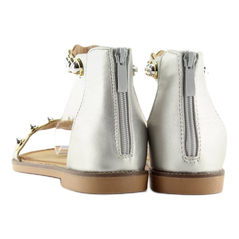Sandales argentées à fermeture cheville VS-376 Argent gris 2