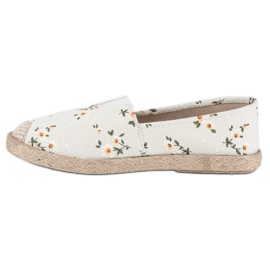 Espadrilles à vices de fleurs blanc 1
