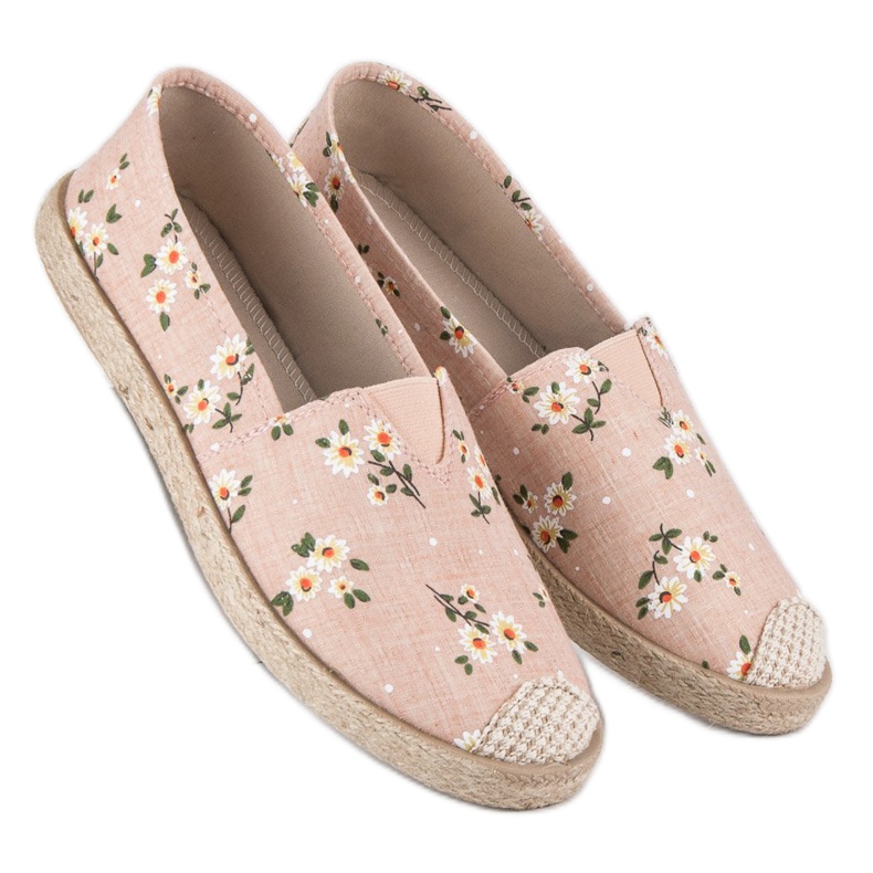 Espadrilles à vices de fleurs rose 1