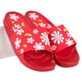 VICES chaussons à fleurs rouge 1