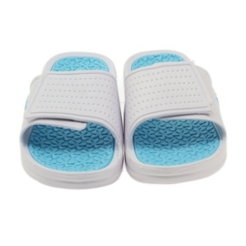 American Club Pantoufles de piscine américaines pour femmes blanche bleu 3 American Club Pantoufles de piscine américaines pour femmes blanche bleu 3