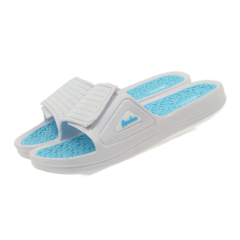 American Club Pantoufles de piscine américaines pour femmes blanche bleu 4 American Club Pantoufles de piscine américaines pour femmes blanche bleu 4
