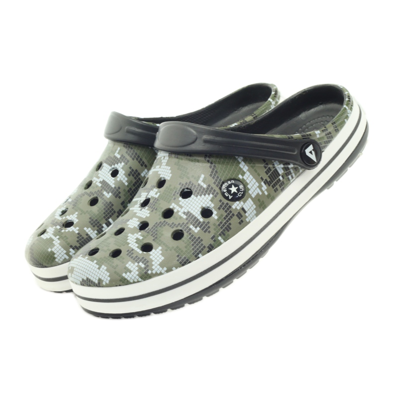 American Club Kroks clogsy pantoufles camo sandales blanc noir vert 4