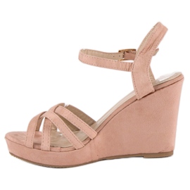 Seastar Sandales compensées en daim rose 2