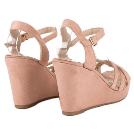 Seastar Sandales compensées en daim rose 3